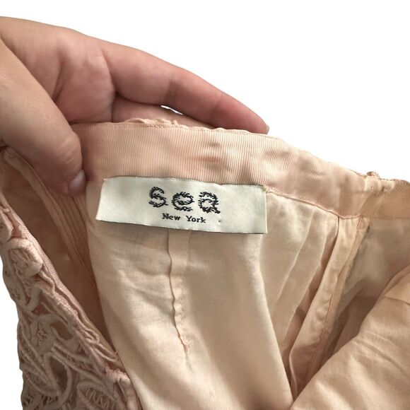 SEA NEW YORK Floral Crochet Midi Skirt Pink‎ Sz 6 - Picture 5 of 5